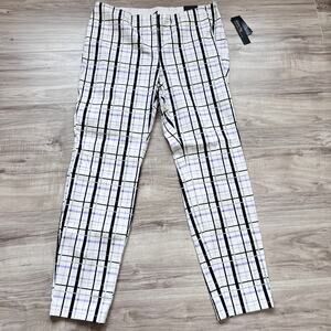 Alfani Skinny Leg Comfort Waist Clean Plaid Multicolor Pants Size 14